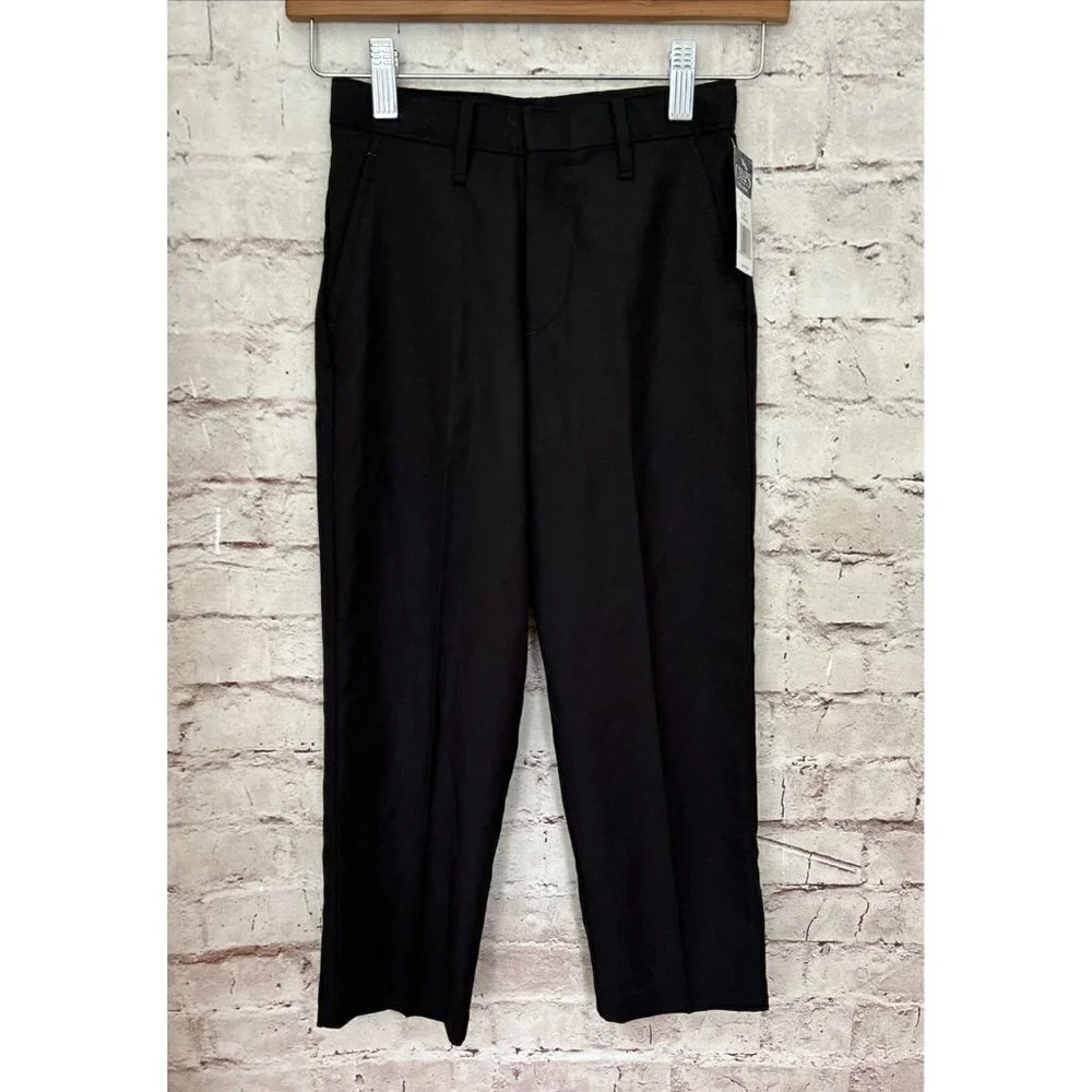 CHAPS Dress Apparel Boys Black Dress Pants Flat Front Size 7 Reg NEW